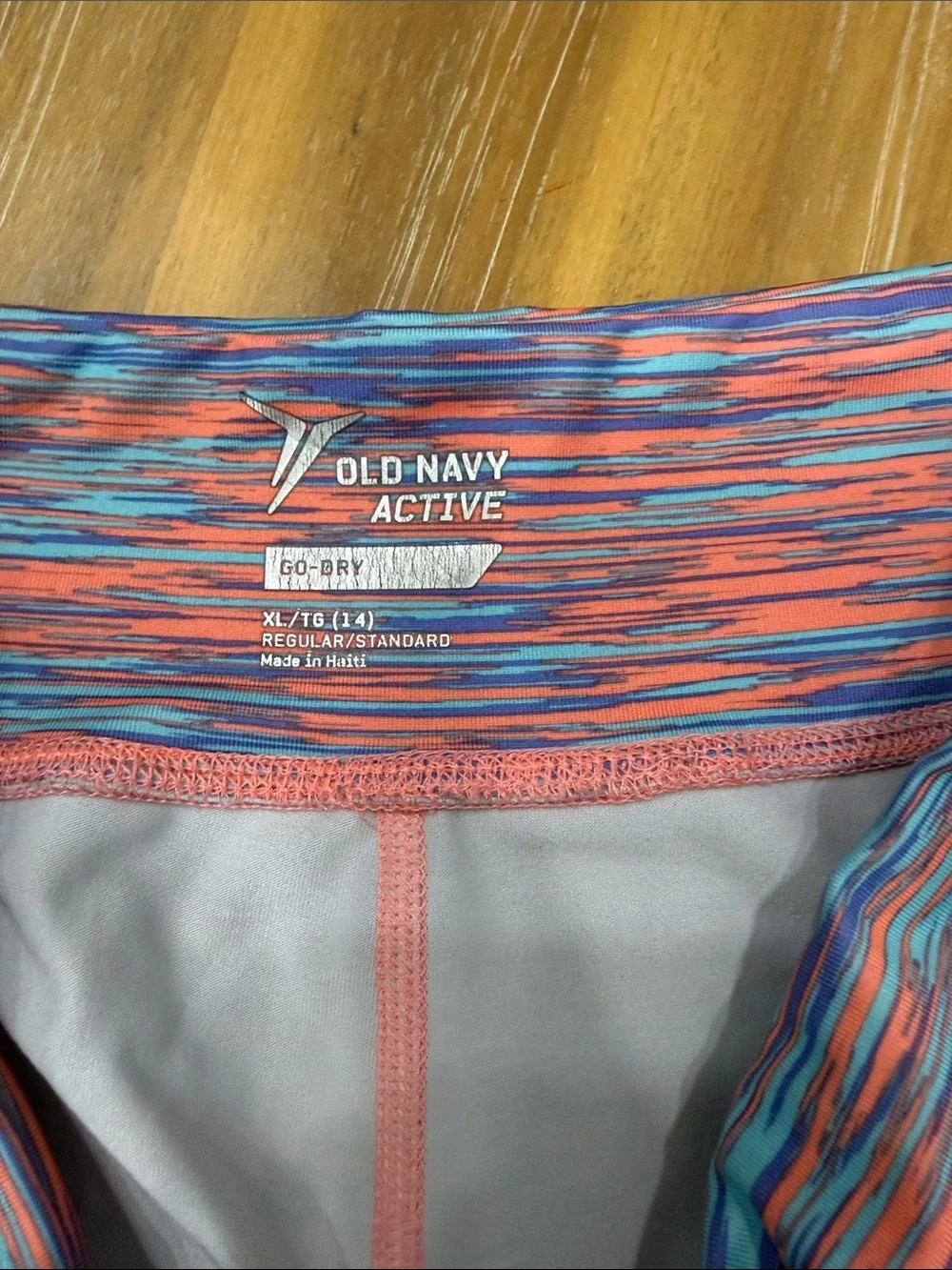 Old Navy Coral and Sky Blue Space-Dye Leggings